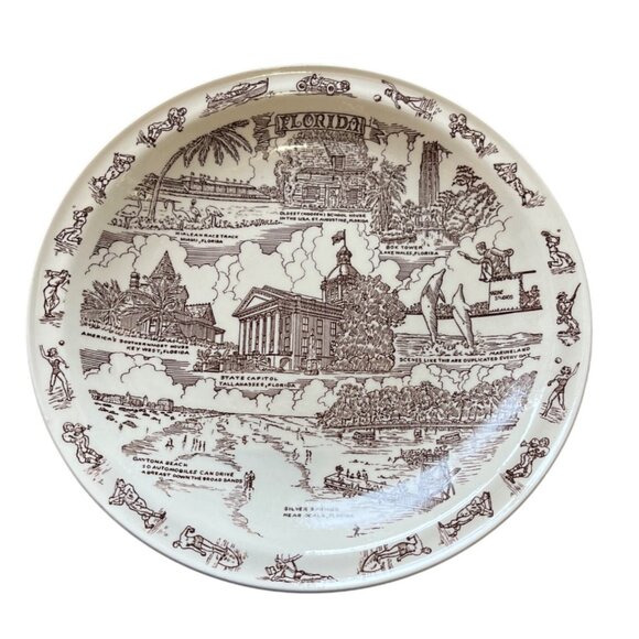 Vernon Kilns Florida "The Sunshine State" Collector Plate 10 1/2" USA - Picture 1 of 3
